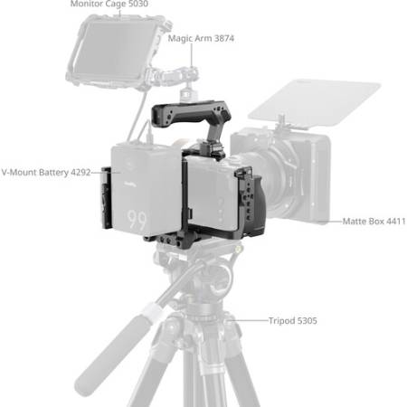 SmallRig 6113 - zestaw (klatka, uchwyt górny, płytka V-Mount z osłoną LCD, zapięcie, zacisk HDMI) do Nikon ZR - przykład użycia